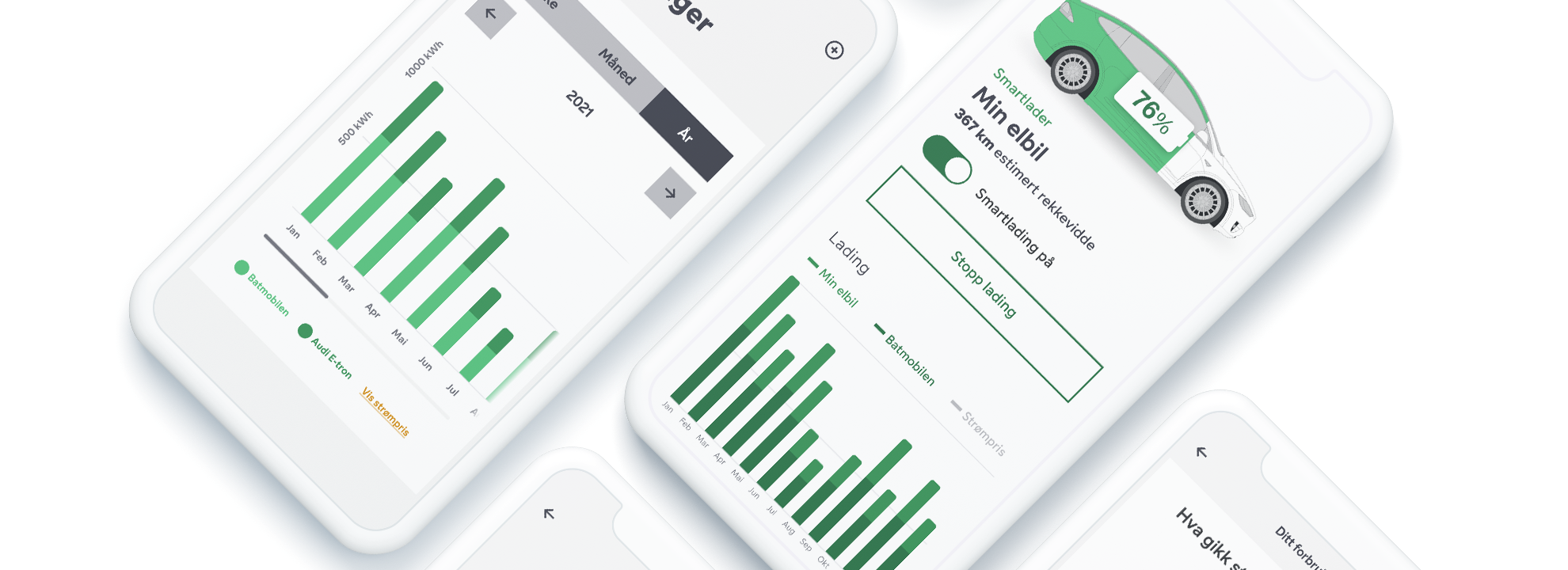 En person som kobler til en bil for lading med to hunder ved siden av seg.